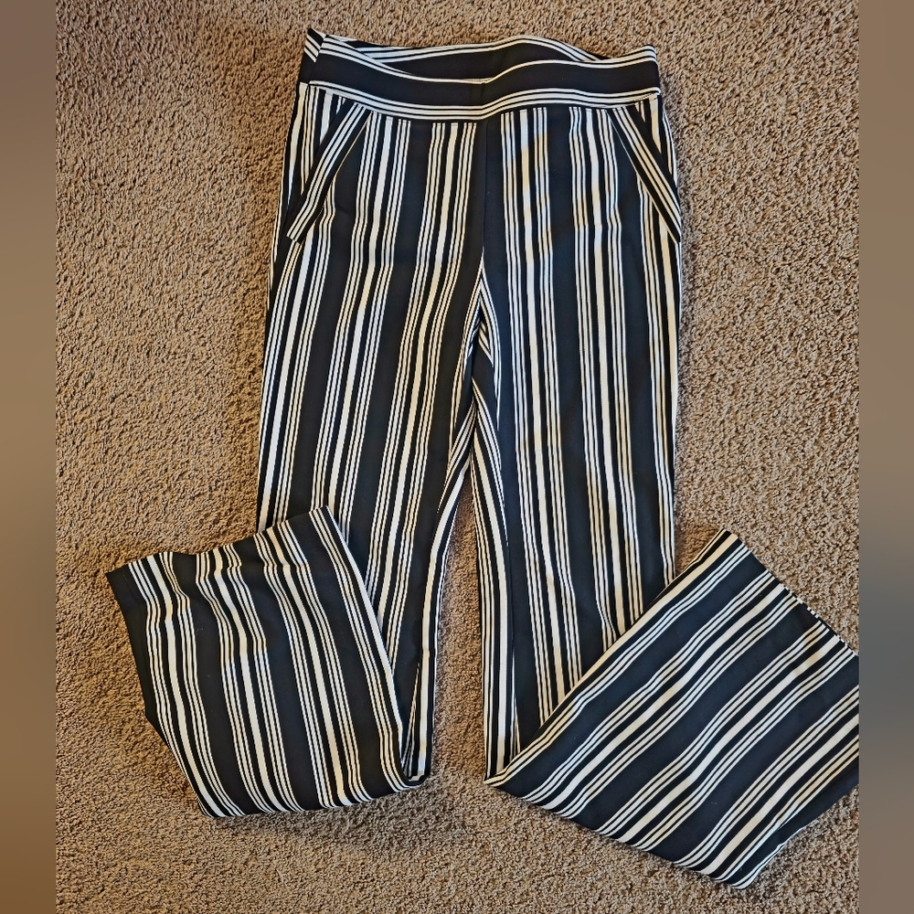 I.N.C Striped Black and White Women's Pants